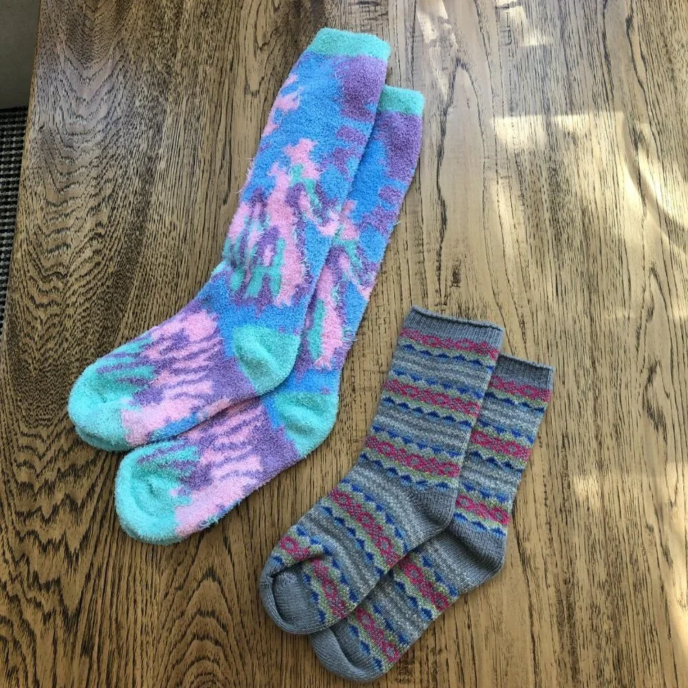 Kidcore Bear socks Fuzzy socks and Bright socks 3 Pair Sock Bundle